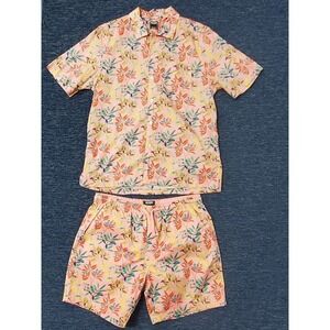 Todd Snyder Mens Button Camp Shirt + Short Set Size L Tropical Vacation Resort